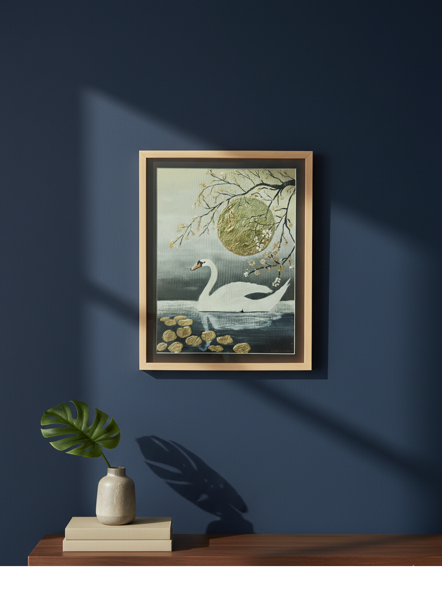 Mockup of the swan painting